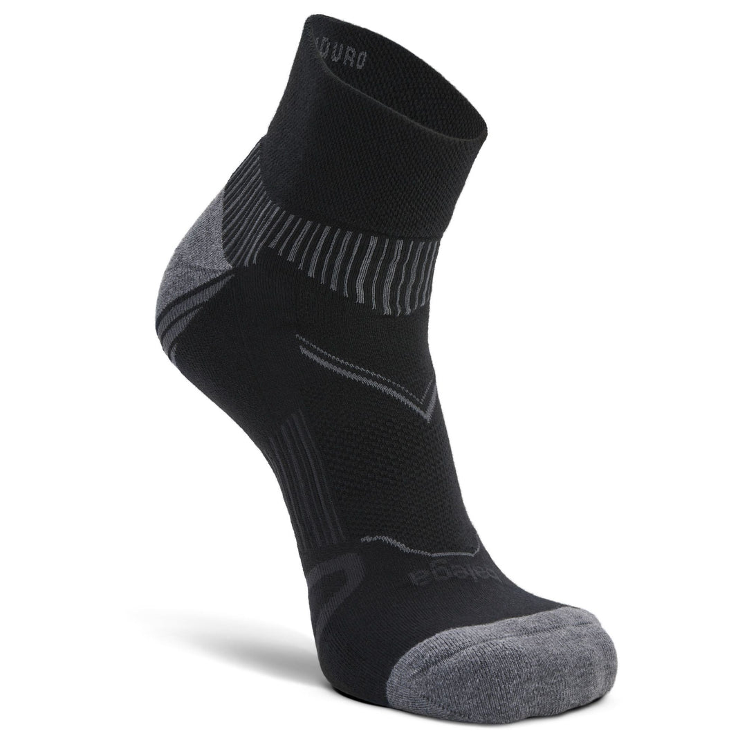 Enduro Quarter Running Socks, Black/Grey
