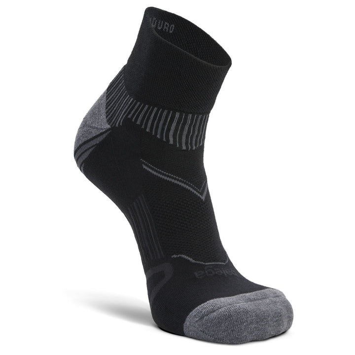 Enduro Quarter Running Socks, Black/Grey