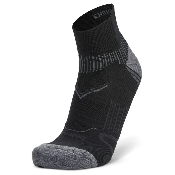 Enduro Quarter Running Socks, Black/Grey