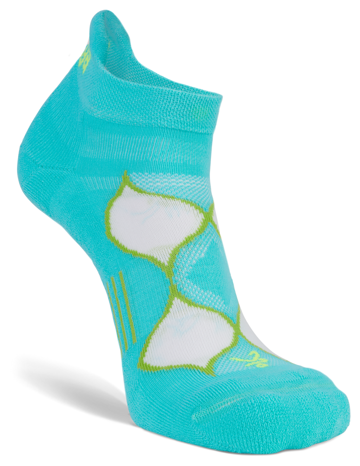 Women's Enduro No-Show Running Socks, Turquoise/Lime punch