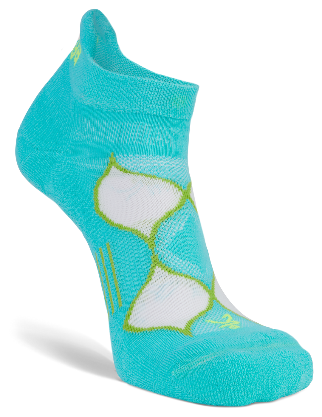 Women's Enduro No-Show Running Socks, Turquoise/Lime punch