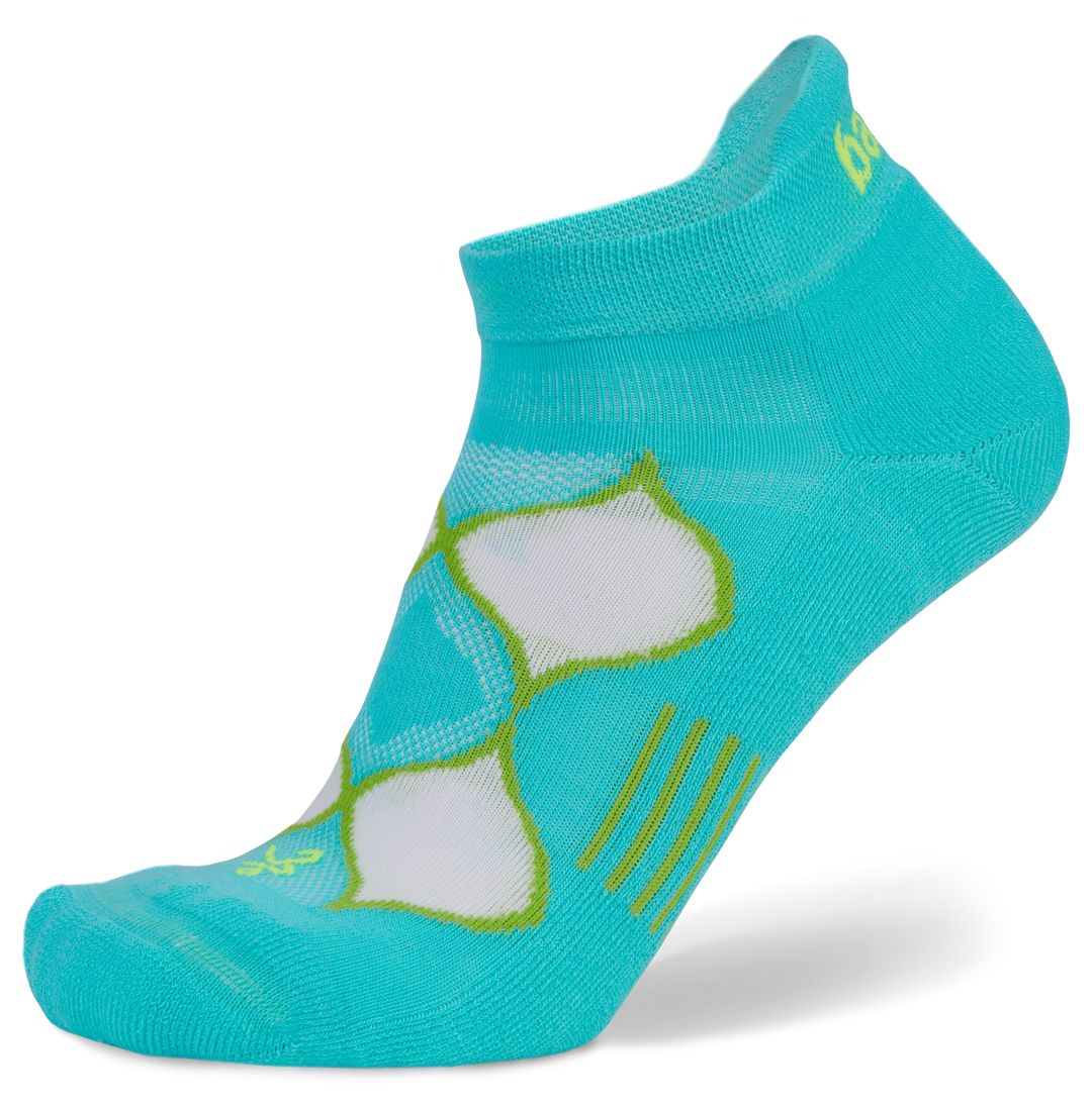 Women's Enduro No-Show Running Socks, Turquoise/Lime punch