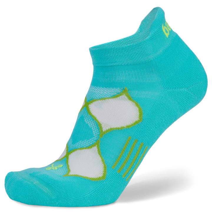 Women's Enduro No-Show Running Socks, Turquoise/Lime punch