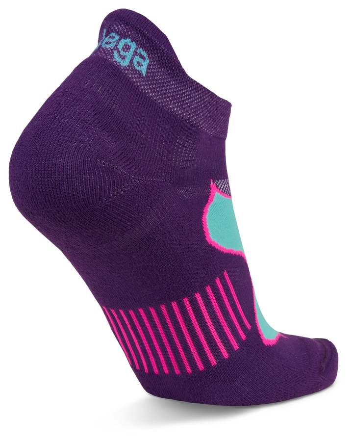 Women's Enduro No-Show Running Socks, Purple/Watermelon