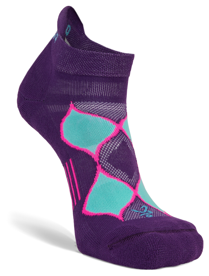 Women's Enduro No-Show Running Socks, Purple/Watermelon