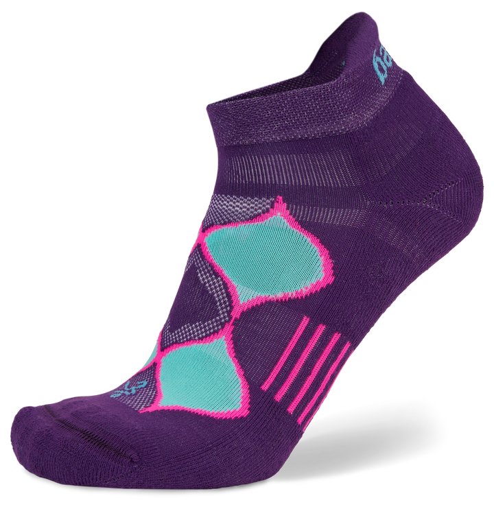 Women's Enduro No-Show Running Socks, Purple/Watermelon