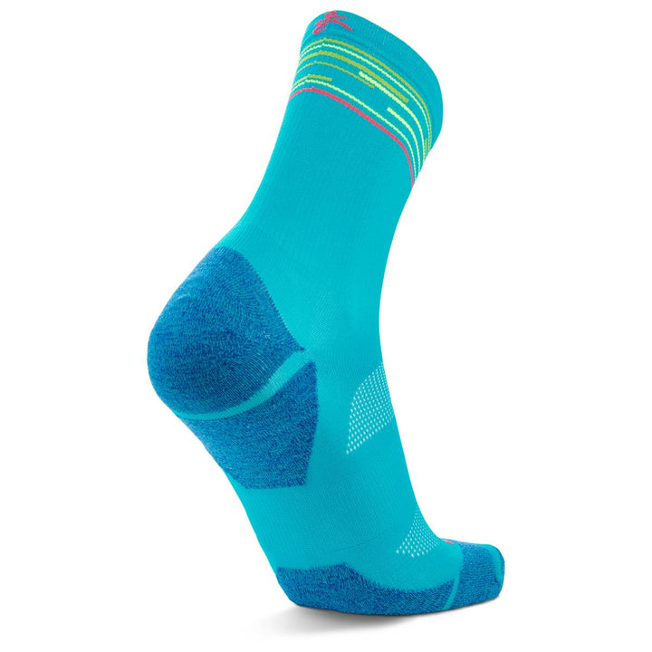 Blister Resist Light Mini Crew Running Socks, Lake Blue/Lime Punch
