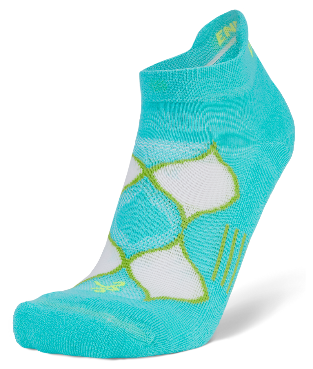 Women's Enduro No-Show Running Socks, Turquoise/Lime punch