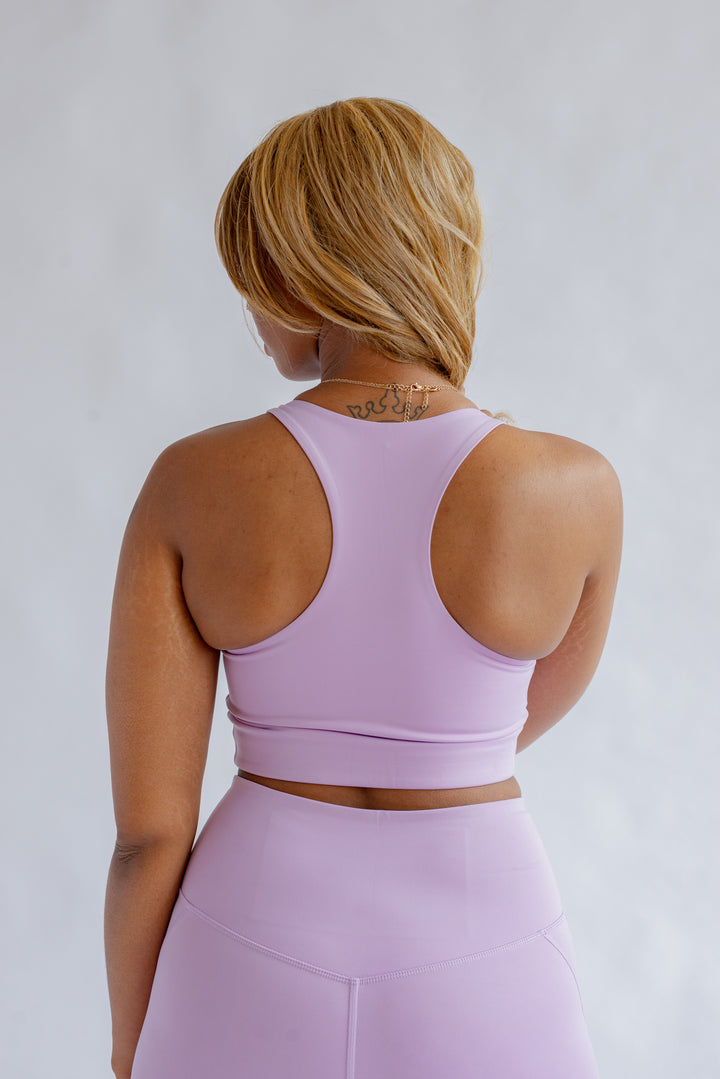 Paloma Sports Crop Top Bra, Lilac, Back