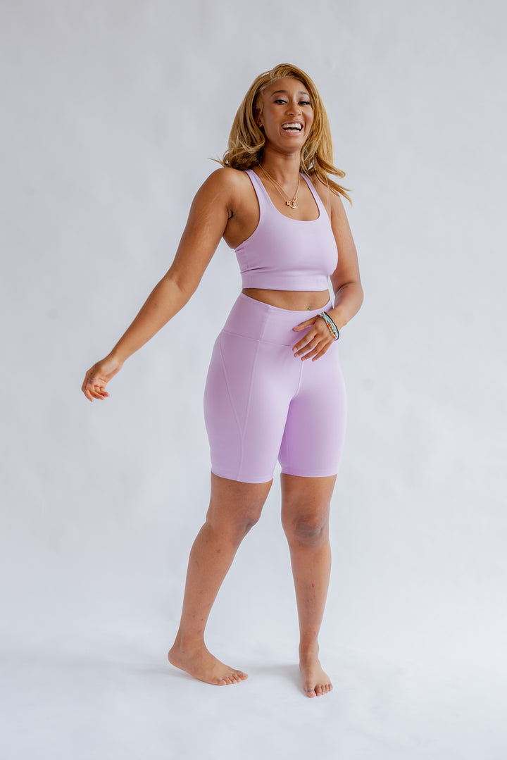 Paloma Sports Crop Top Bra, Lilac, Front