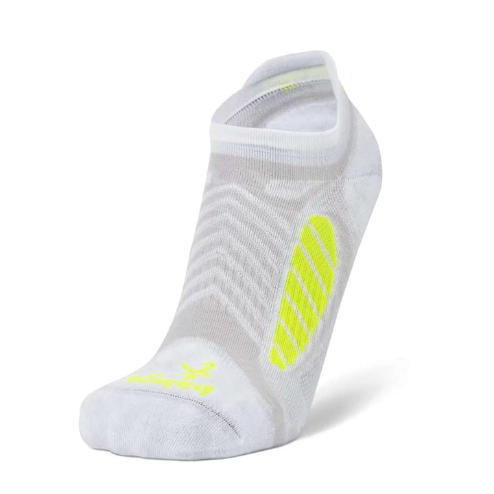 Ultralight No-Show Running Socks, White/Yellow