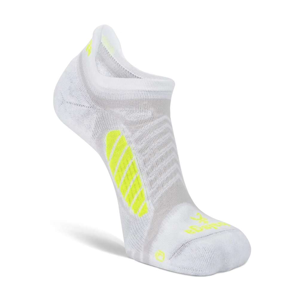 Ultralight No-Show Running Socks, White/Yellow