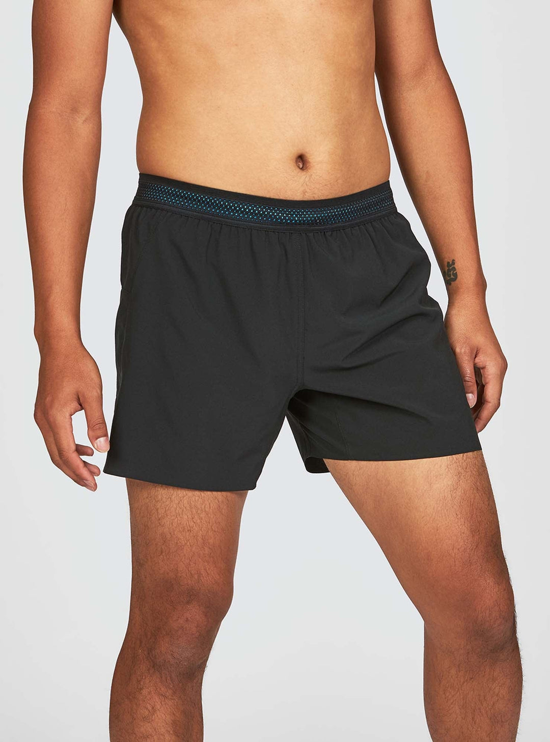 Front view of Janji Men's 5" AFO Middle Shorts in Midnight color