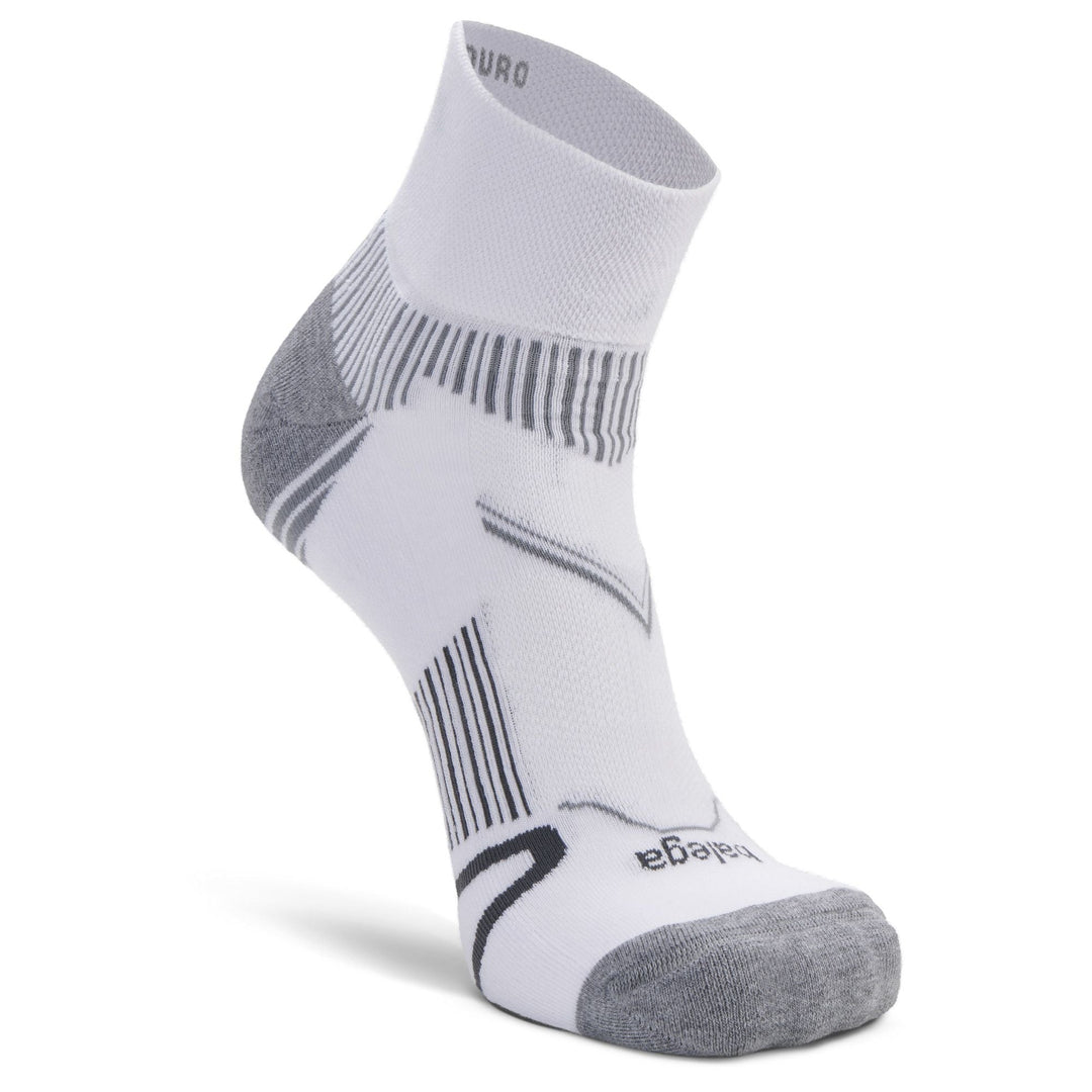 Enduro Quarter Running Socks, White/Grey