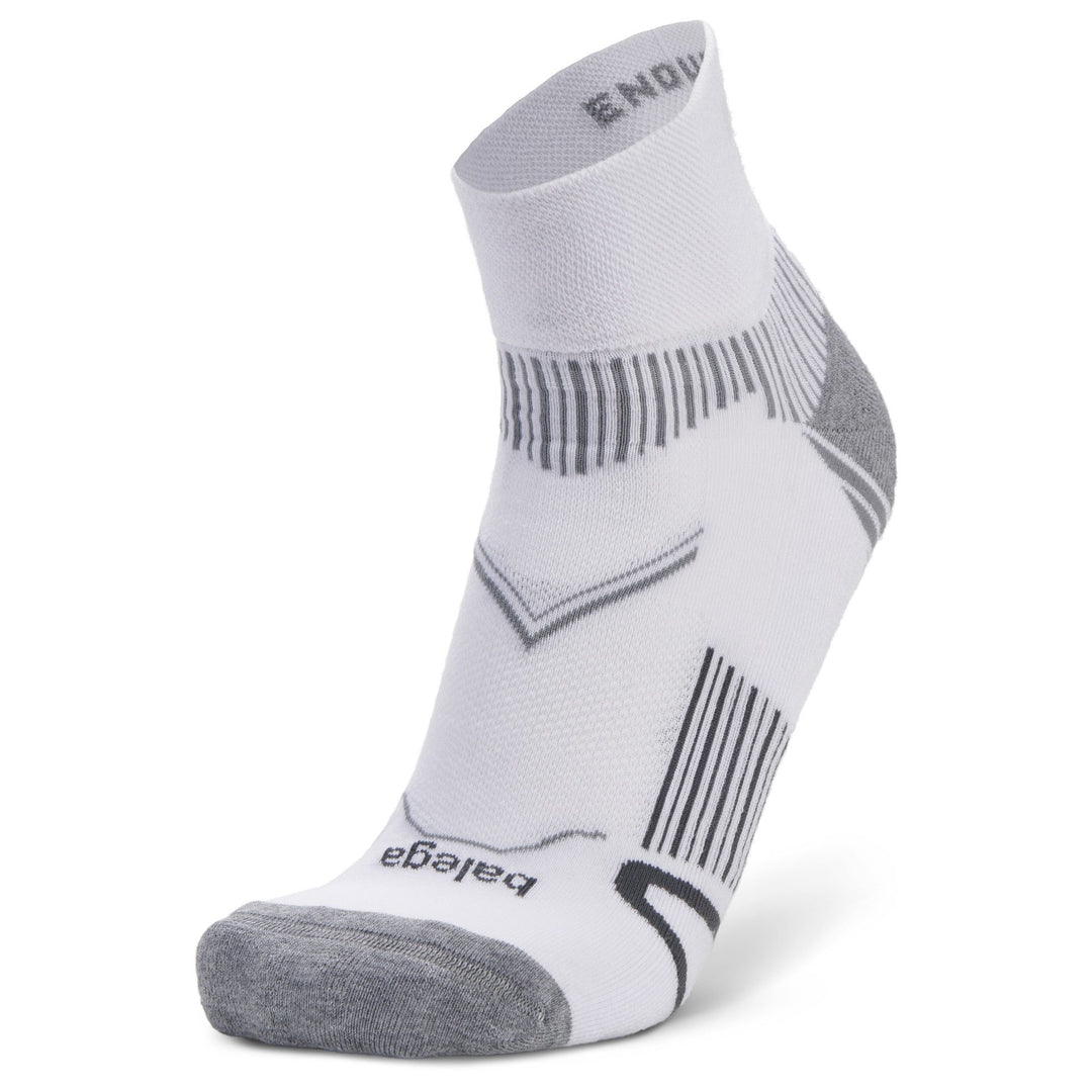 Enduro Quarter Running Socks, White/Grey