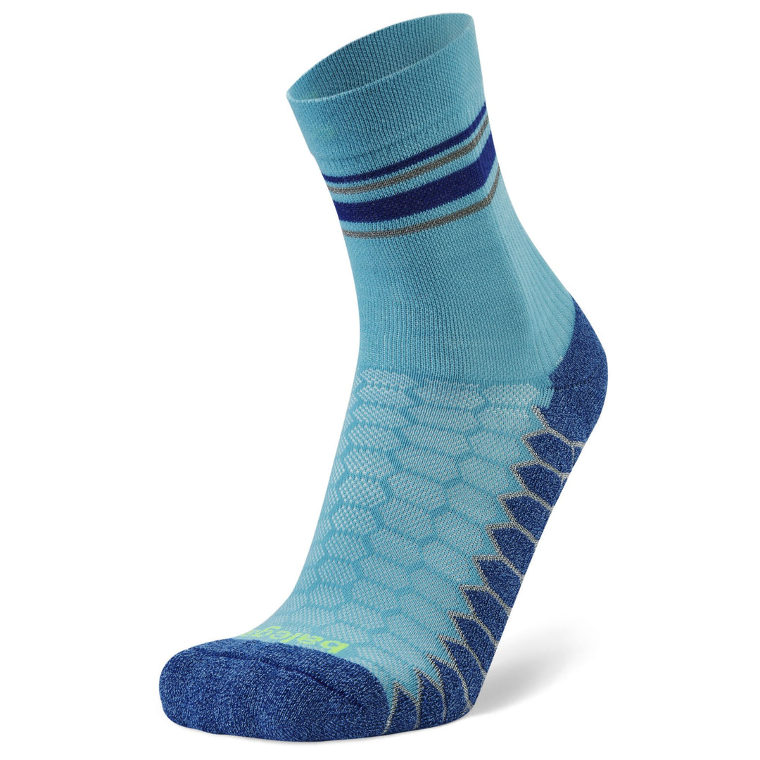 Silver Mini Crew Running Socks, Cobalt